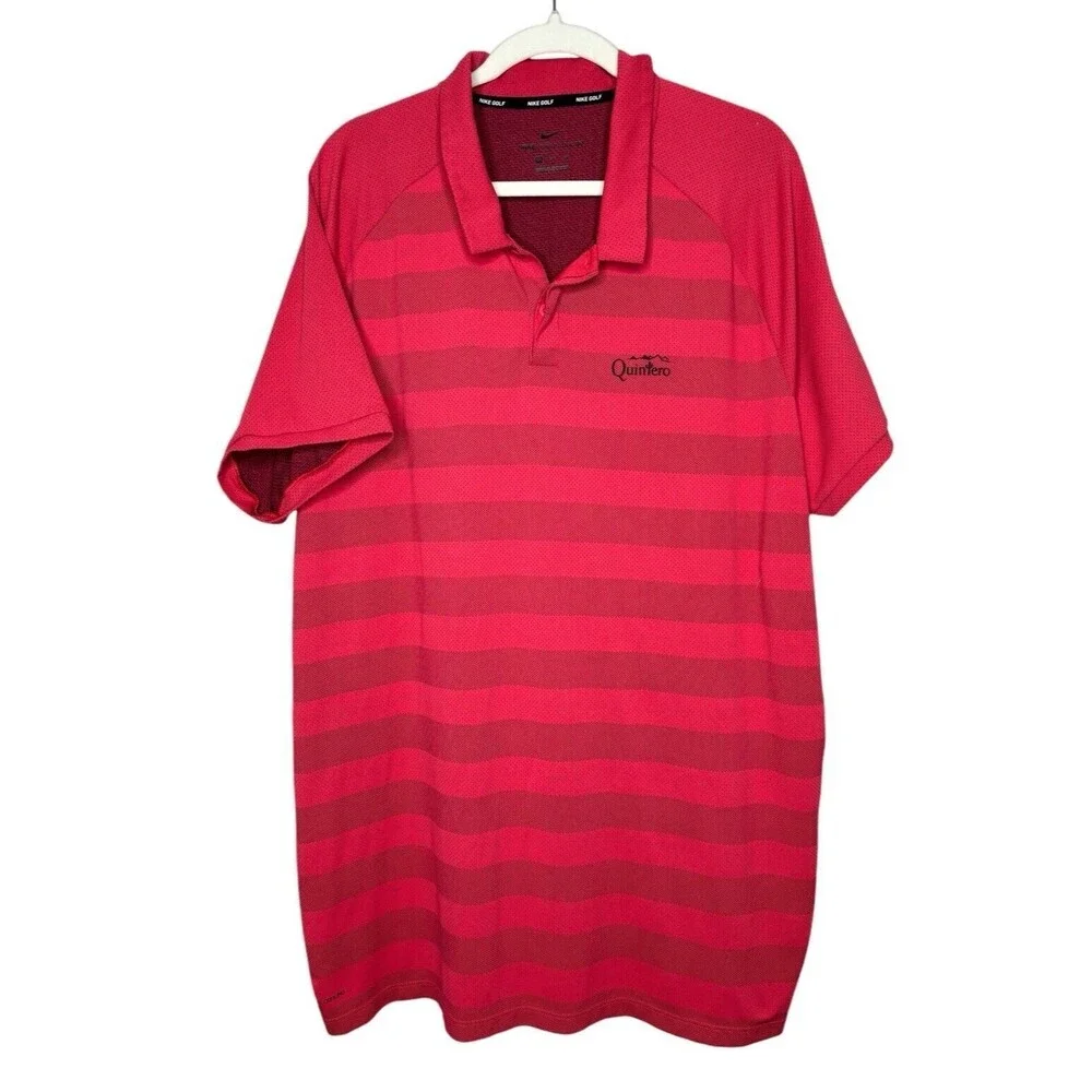 Nike Men's Zonal Cooling X Sz 2XL Quintero GC AZ Red Striped Golf Polo Shirt XXL
